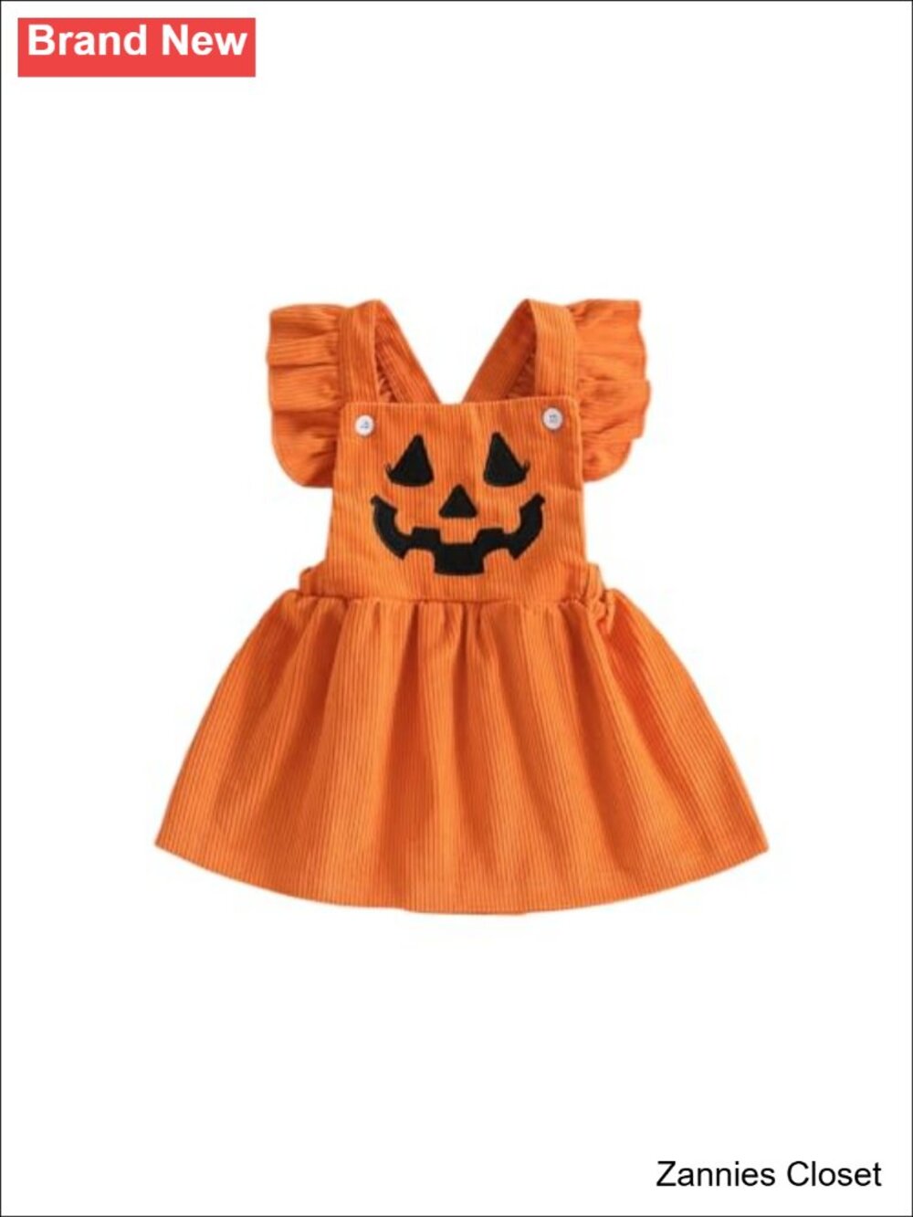 👻 Toddler Girls Halloween Pumpkin Dress Sleeveless Cross Back Cotton
